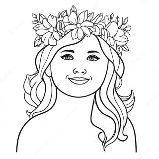 د ګلانو تاج سره حامله ښځه رنګولوک پاڼه د رنګولو پاڼې