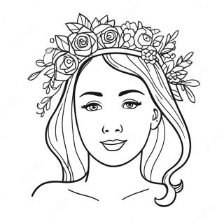 د ګلانو تاج سره حامله ښځه رنګولوک پاڼه د رنګولو پاڼې