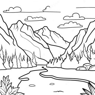 Majestic Alaska Landscape Coloring Page د رنګولو پاڼې