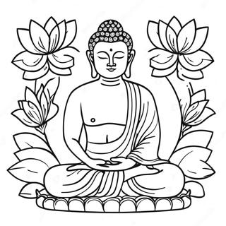 د نیلوفر ګلونو سره محاصره بودا رنګ کولو پاڼه د رنګولو پاڼې