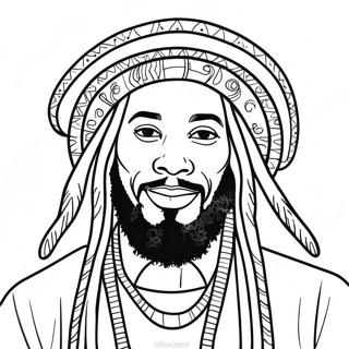 د جامائیکا راسټا سړی د ویښتانو سره رنګینګ پاڼه د رنګولو پاڼې