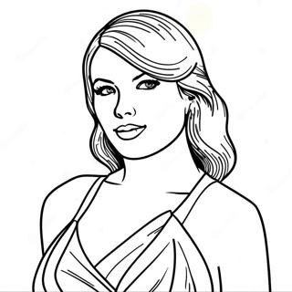 تیلور سویفت په ښکلي سره جامه کې رنګینګ پاڼه د رنګولو پاڼې