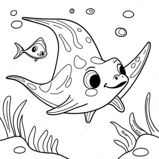 Cute Stingray Swimming Coloring Page د رنګولو پاڼې