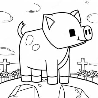 Minecraft Pig د رنګولو پاڼه د رنګولو پاڼې