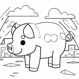 Minecraft Pig د رنګولو پاڼه د رنګولو پاڼې