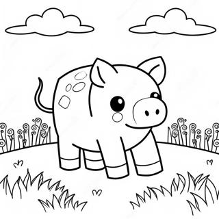 Minecraft Pig د رنګولو پاڼه - په میدان کې د رنګولو پاڼې