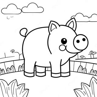 Minecraft Pig د رنګولو پاڼه - په میدان کې د رنګولو پاڼې