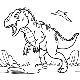 د T Rex په غوسه ښکار تعقیبونکی رنګین پاڼه د رنګولو پاڼې