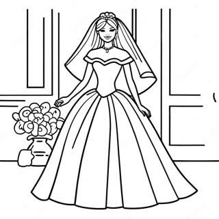 ښکلی Wedding Barbie د رنګولو پاڼه د رنګولو پاڼې