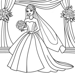 ښکلی Wedding Barbie د رنګولو پاڼه د رنګولو پاڼې
