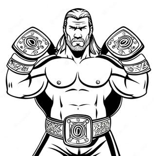 متحرک Triple H د دوه کمربندونو سره رنګولو پاڼه د رنګولو پاڼې