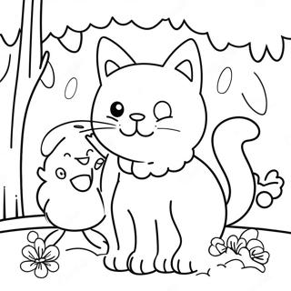 Nature Cat د لوبېدونکو حیوانو سره انځور د رنګولو پاڼې