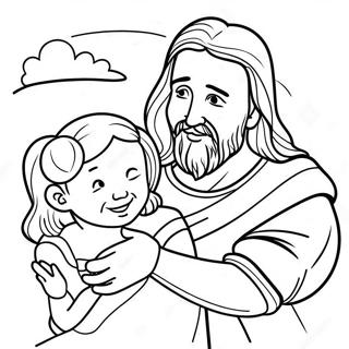 عیسای خندونکي ماشومانو غیږه کې نیسي رنګولوک پاڼه د رنګولو پاڼې