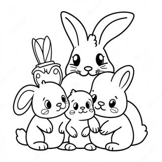 Realistic Bunny Family Coloring Page د رنګولو پاڼې