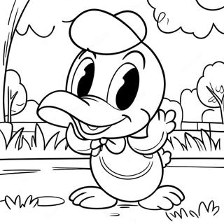 Donald Duck Playing In The Park Coloring Page د رنګولو پاڼې