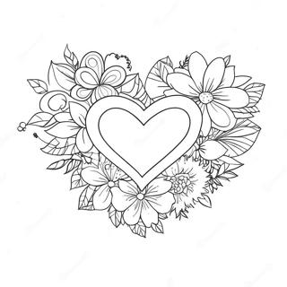 رنګین زړه د ګلانو سره رنگین پاڼه د رنګولو پاڼې