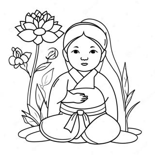 میتسوری کانروجي د ګلونو سره رنګولوک پاڼه د رنګولو پاڼې