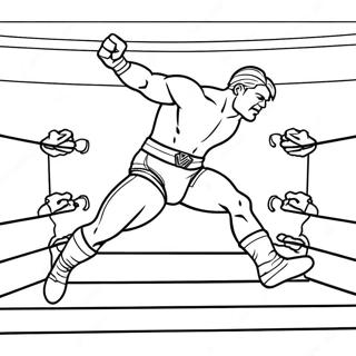 رنګینه Wwe غېږه کوونکی د مخالف باندې ټوپ کوي - نقطې وصل کړئ پاڼه د رنګولو پاڼې