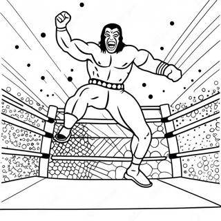 رنګینه Wwe غېږه کوونکی د مخالف باندې ټوپ کوي - نقطې وصل کړئ پاڼه د رنګولو پاڼې