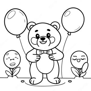 Cute Gummy Bear With Balloons Coloring Page د رنګولو پاڼې