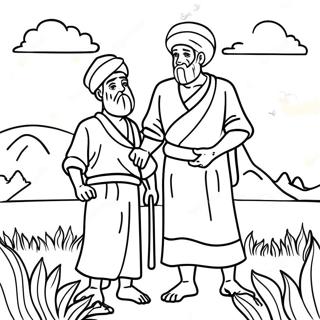 ابراهیم او اسحاق په ځمکه کې رنګول د رنګولو پاڼې