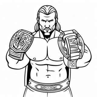 د لوی Triple H د دوه کمربندو سره رنګولو پاڼه د رنګولو پاڼې