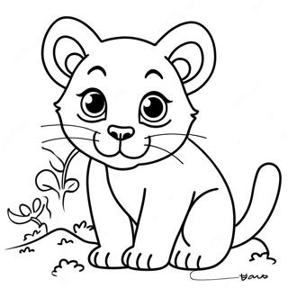 ښکلی کوچنی کوګر رنګولو پاڼه د رنګولو پاڼې