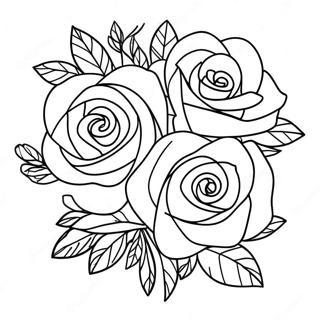 Elegant Rose Bouquet Coloring Page د رنګولو پاڼې